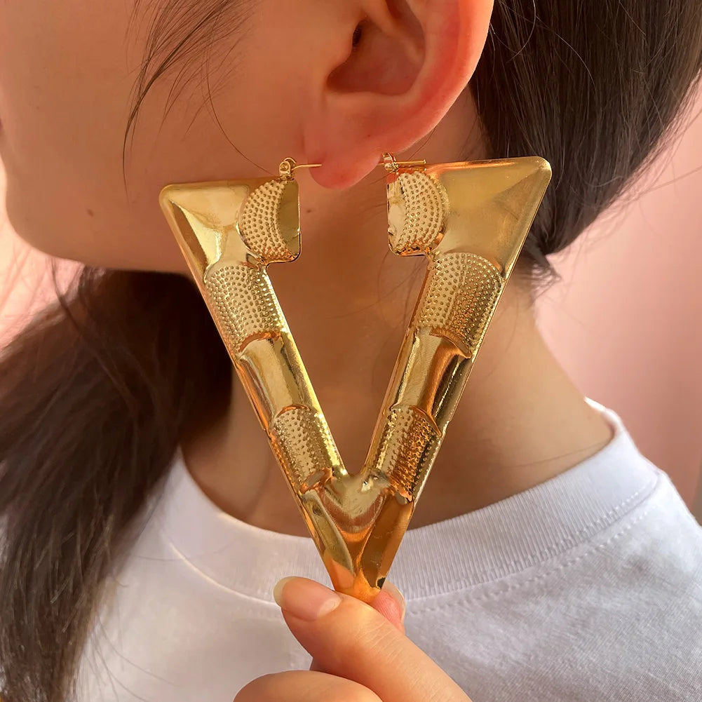 Gold Geometric Bamboo Earrings
