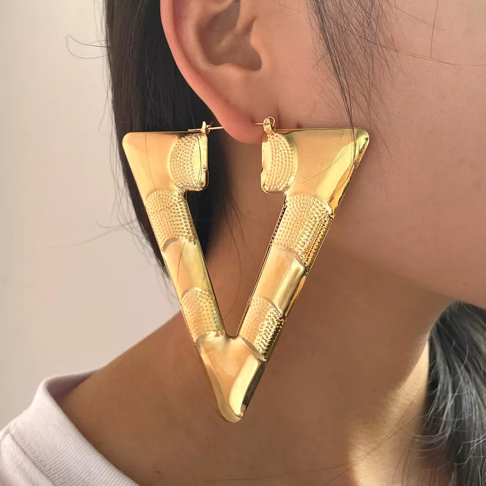 Gold Geometric Bamboo Earrings