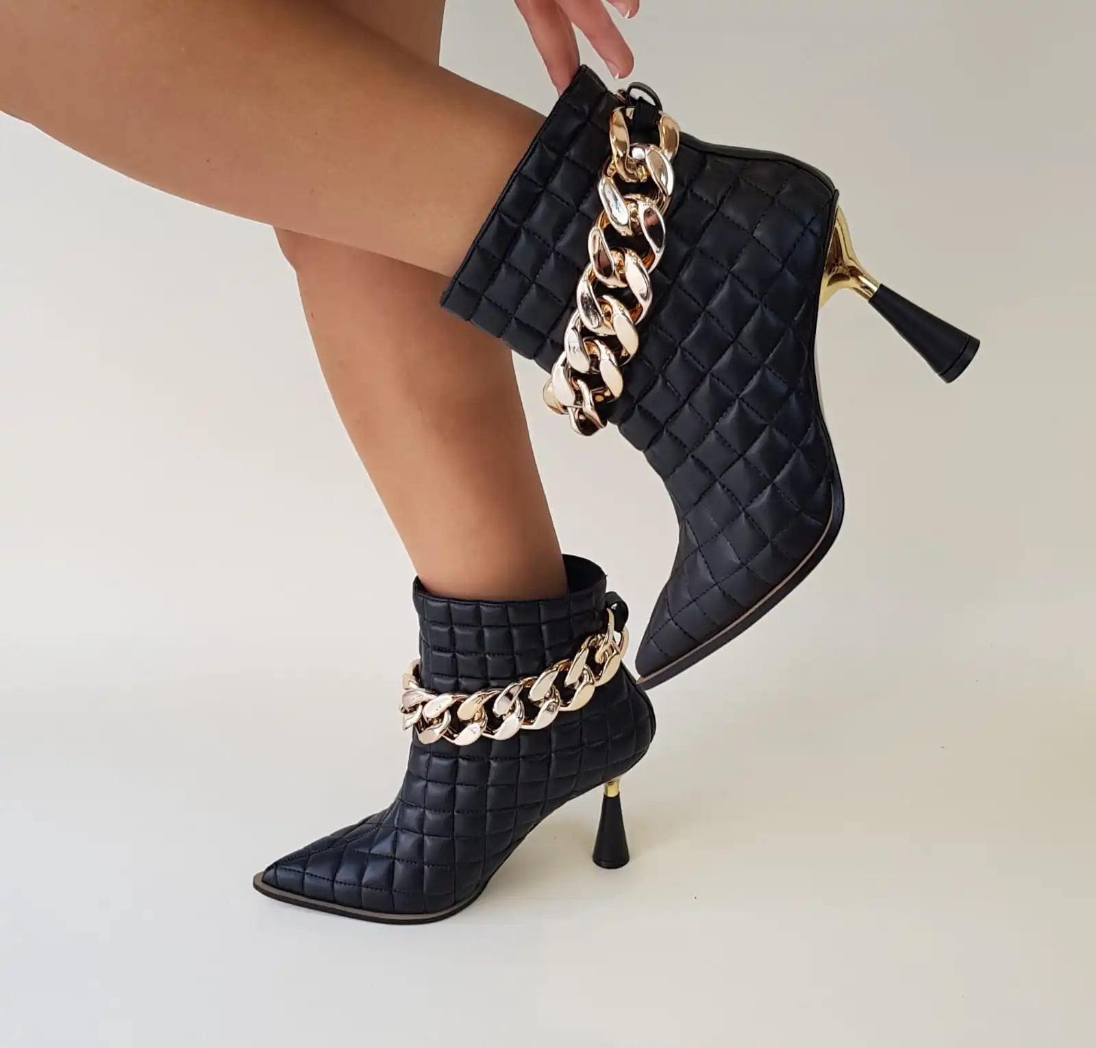 Emya Diamond Pattern Ankle Boots