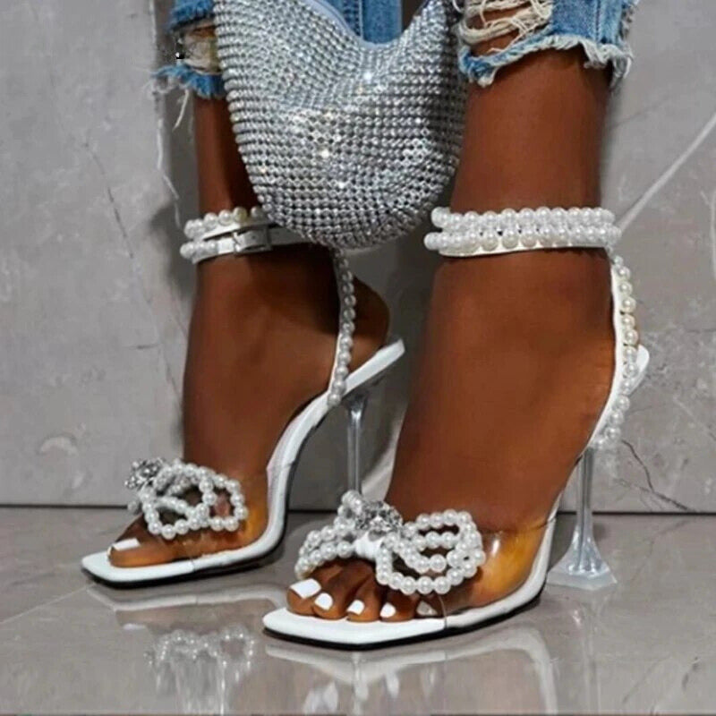 Mikyah String of Pearls Ankle Strap Sandals