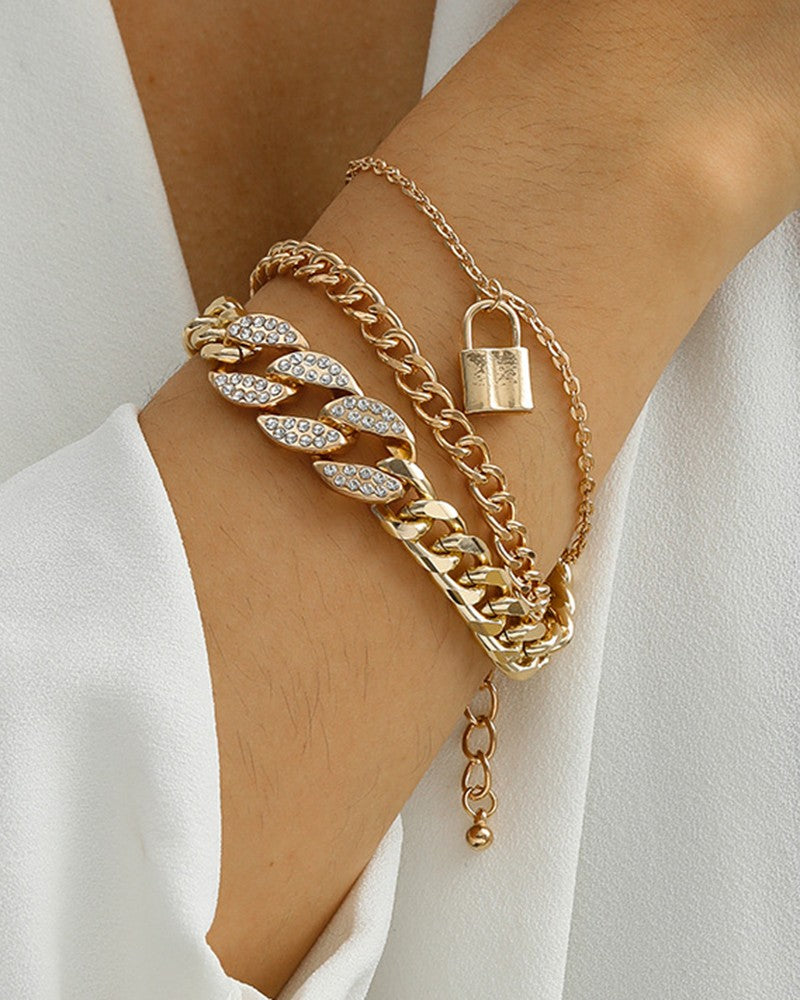 Rhinestone Lockette Chain Bracelet